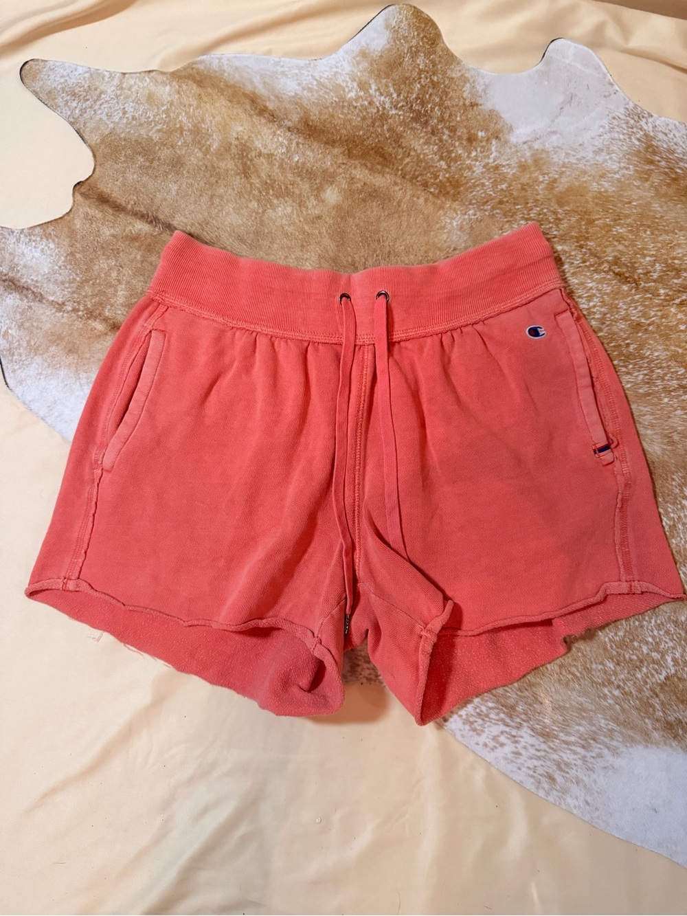 Champion Coral Pink Terry Drawstring Women's Athletic Shorts